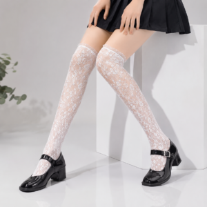 Women Lace Trim Calf Socks