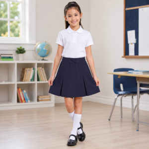 Girls Pull-On Pleated School Skirt
